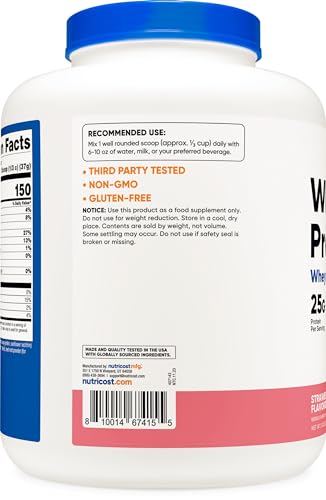 Nutricost Whey Protein Concentrate (Strawberry Milkshake) 5LBS - Gluten Free NutricostUS supplements