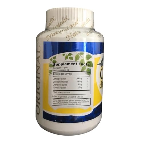 Natural medix Cartilage – Joint Support Supplement with Glucosamine, Collagen & Magnesium – 100 Caps - Cartílago de Tiburon Natural medixAu supplements