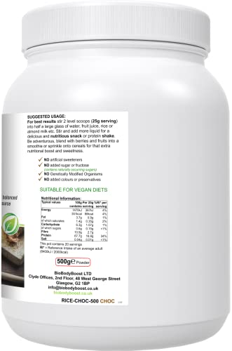 RicePro |Chocolate | Brown Rice Protein Powder with Added Herbals | Chicory Root Extract, BiobodyboostAu supplements