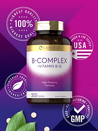 Carlyle B Complex Vitamin with B12 | 300 Tablets | High Potency Formula | Vegetarian CarlyleAu supplements