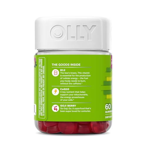 OLLY Daily Energy Gummy, Caffeine Free, Vitamin B12, CoQ10, Goji Berry, Adult Chewable Supplement, Tropical Flavor - 60 Count OLLYAu supplements