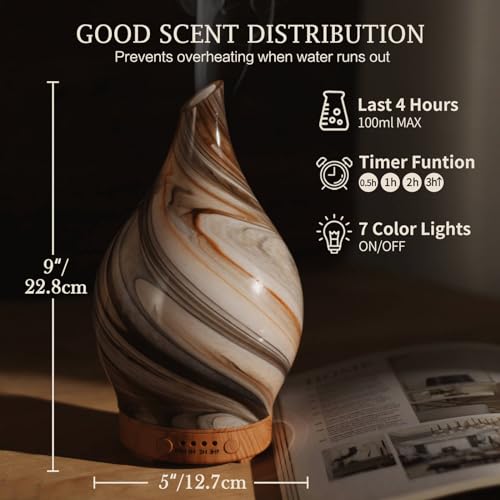 Porseme 100ml Glass Essential Oil Diffuser Aromatherapy Ultrasonic Cool Mist Humidifier 4 Running Hours PorsemeAu supplements