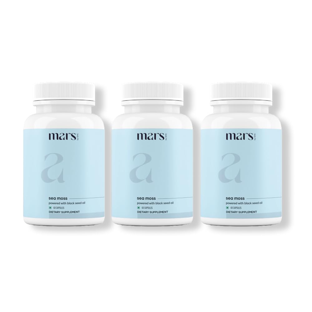 Mars Sea Moss Caps Surge Natural (60N) | Packed with 84 Essential Minerals | Powered with Black Seed Oil, Surgemax & Vitamin D3 | Overall Well-Being - Pack of 3 mars by GHCAu supplements