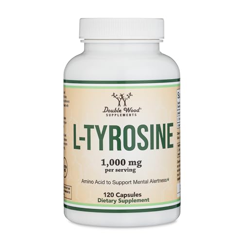 L-Tyrosine 1,000mg per Serving, 120 Veggie Capsules (L Tyrosine Supplement for Memory Double Wood SupplementsUS supplements