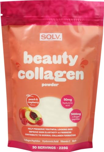 SOLV Premium 5000mg Pure (Type 1) Marine Collagen Peptides 50mg Hyaluronic Acid, Vit C, Biotin, Vitamin A SOLVAu supplements