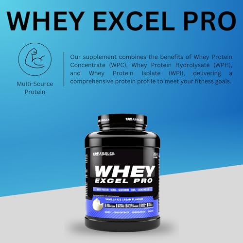 Out Angled Whey Excel Pro Whey Protein Powder Vanilla Flavour, 2kg, 66 Servings, High Protein Powder OUT ANGLEDUS supplements