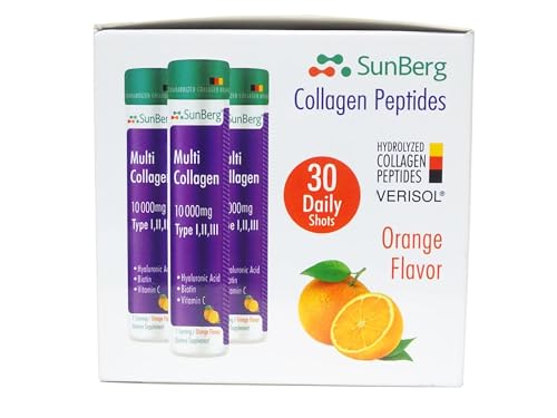 Sunberg Collagen Liquid Shots - 10000mg Collagen Supplement Type I,II,III Hyaluronic Acid BodygenixAu supplements