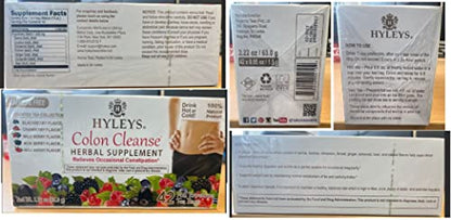 Hyleys Colon Cleanse Tea Assorted Flavors - 42 Tea Bags (1 Pack) HYLEYSUS supplements