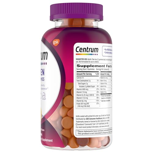 Centrum MultiGummies Gummy Multivitamin for Women, Multivitamin/Multimineral Supplement with Vitamin D3, B and Antioxidants CentrumAu supplements