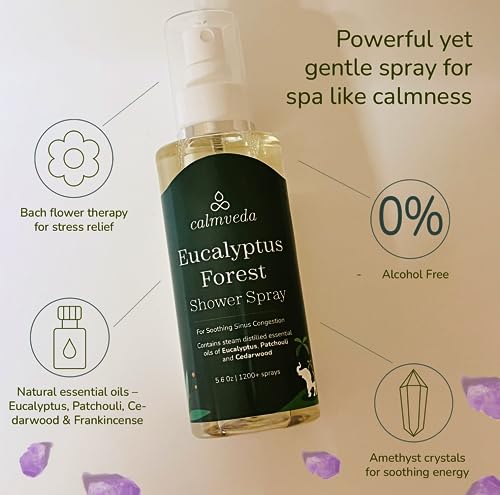 Eucalyptus Shower Spray Spa Feel - Escape to Serene Eucalyptus Forest (1200+ Sprays) CalmvedaAu supplements