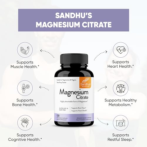 Sandhu's Magnesium Citrate Highly Absorbable Gluten, Soy Diary Free No Fillers Sandhu'sAu supplements
