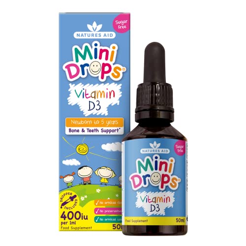 Natures Aid Vitamin D3 Mini Drops for Infants and Children, Sugar Free, 50ml natures aidUS supplements