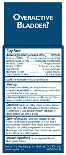 MagniLife Bladder Relief Tablets (125 Ct), Fast-Dissolving Homeopathic Support for Overactive Bladder, Leaks from Sneezing, Coughing or Movement, Daily Use Formula Safe for Men & Women MagniLifeAu supplements
