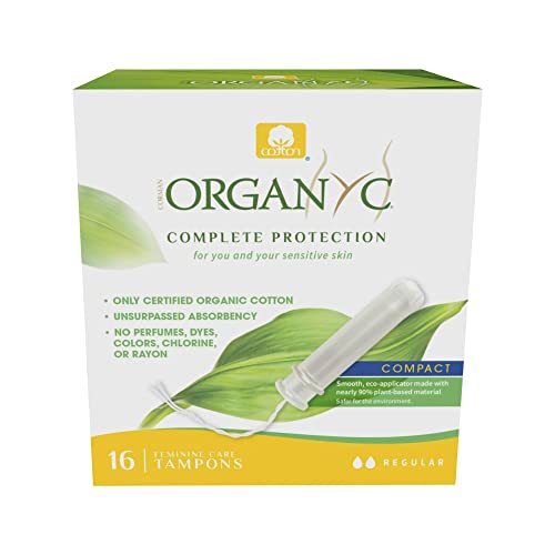 Organyc 100% Certified Organic Cotton Tampons, Plant-Based Eco-Applicator, Regular Flow, 16 Count OrganycAu supplements