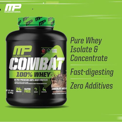 MusclePharm Combat 100% Whey, Chocolate Milk - 5 lb Protein Powder - Gluten Free Muscle PharmUS supplements