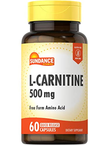 L-Carnitine 500mg | 60 Capsules | Free Form Amino Acid | Non-GMO and Gluten Free SundanceAu supplements