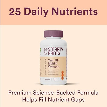 SmartyPants Teen Girl Multivitamin Gummies: Omega 3 Fish Oil (EPA/DHA), Vitamin D3 SmartyPantsUS supplements