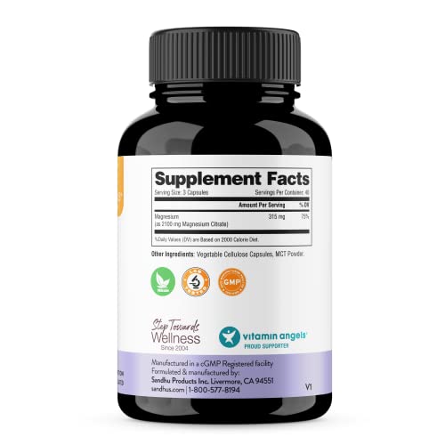 Sandhu's Magnesium Citrate Highly Absorbable Gluten, Soy Diary Free No Fillers Sandhu'sUS supplements