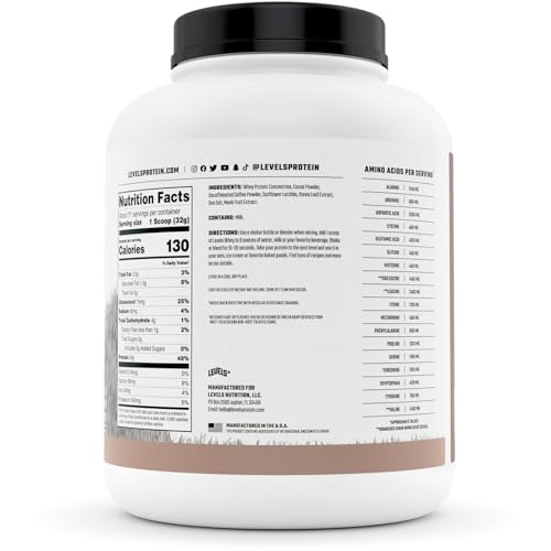 Levels Grass Fed 100% Whey Protein, No Hormones, Chocolate Mocha, 5LB Levels NutritionUS supplements