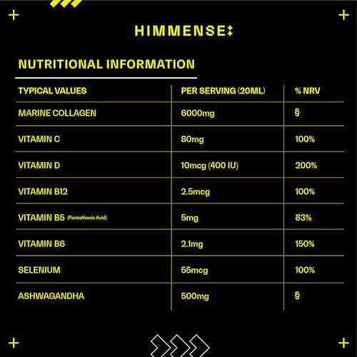 Hydrolysed Marine Liquid Collagen - 6000mg Type 1 Collagen Peptides enriched with 7 Vitamins HimmenseUS supplements