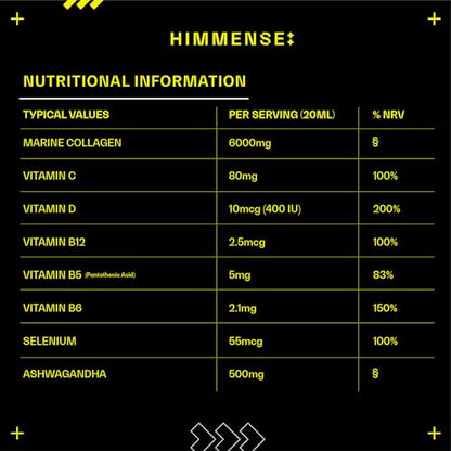 Hydrolysed Marine Liquid Collagen - 6000mg Type 1 Collagen Peptides enriched with 7 Vitamins HimmenseUS supplements