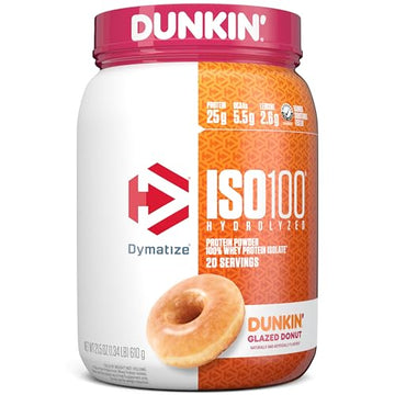 Dymatize ISO100 Hydrolyzed Protein Powder, 100% Whey Isolate, Dunkin' Glazed Donut DymatizeUS supplements