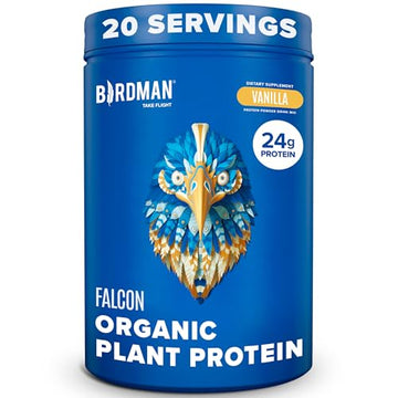 BIRDMAN Falcon Organic Vegan Protein Powder Vanilla, 24g Protein, Sugar Free, Probiotics BIRDMANUS supplements