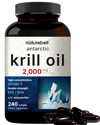 Antarctic Krill Oil 2000mg Supplement, 240 Softgels, 3X Strength Natural Source of Omega NatureBellUS supplements