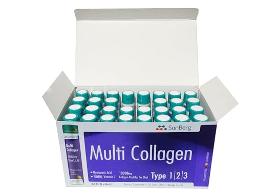 Sunberg Collagen Liquid Shots - 10000mg Collagen Supplement Type I,II,III Hyaluronic Acid BodygenixAu supplements
