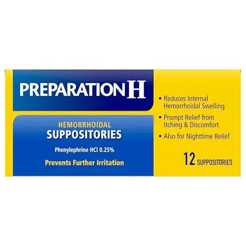 Preparation H Hemorrhoid Suppositories For Itching And Discomfort Relief - 12 Count (Pack of 1) Preparation HAu supplements