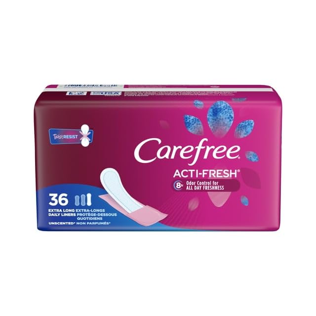 Carefree Liners Extra Long- Pantiliners for Women 36 Count (Pack of 3), Set with Feminine Flushable Msupps.comAu supplements