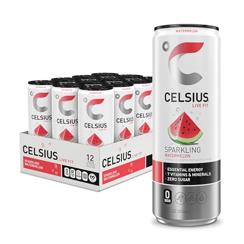 CELSIUS Sparkling Watermelon, Functional Essential Energy Drink 12 Fl Oz (Pack of 12) CELSIUSUS supplements