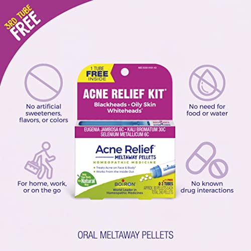 Boiron Acne Relief Kit for Blackheads, Oily Skins, Whiteheads on The Face and Body - 3 Count (240 Pellets) BoironAu supplements