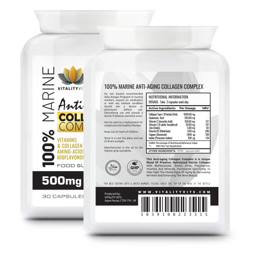 Marine Collagen Complex - High Strength 30 Capsules for Joint Support Hair VITALITYVITSAu supplements