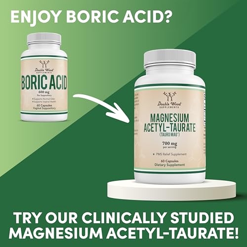 Boric Acid Vaginal Suppositories (600mg, 60 Count) Supports Vaginal pH Balance, Odor Control Double Wood SupplementsAu supplements