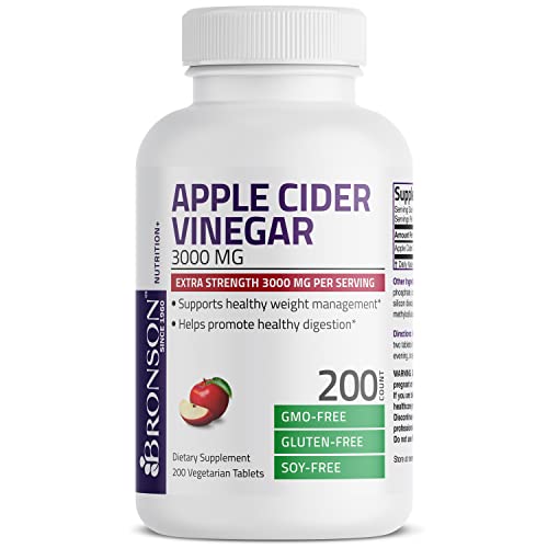 Bronson Apple Cider Vinegar 3000 MG per Serving Extra Strength - Non-GMO, 200 Vegetarian BronsonAu supplements