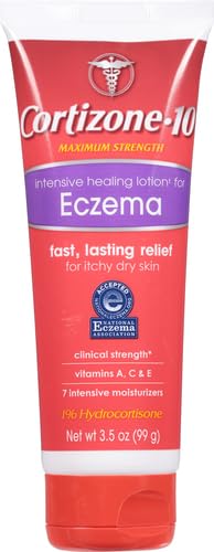 Cortizone-10 Maximum Strength Intensive Healing Itch Relief Lotion for Eczema, 1% Hydrocortisone, Fast-Acting, Anti-Itch Cream for Minor Skin Irritations, Rashes and Inflammation Due to Eczema, 3.5 oz Cortizone 10Au supplements