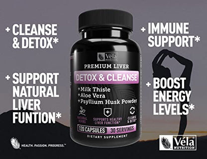 Véla Colon Cleanse & Liver Detox Formula Cleanse - 22 Herbs with Milk Thistle, Turmeric VélaUS supplements