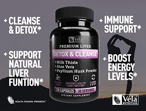 Véla Colon Cleanse & Liver Detox Formula Cleanse - 22 Herbs with Milk Thistle, Turmeric VélaAu supplements