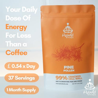 HYBRID HERBS - PINE POLLEN | 99% Cracked Cell Wall Powder | Highly Bioavailable Hybrid HerbsUS supplements