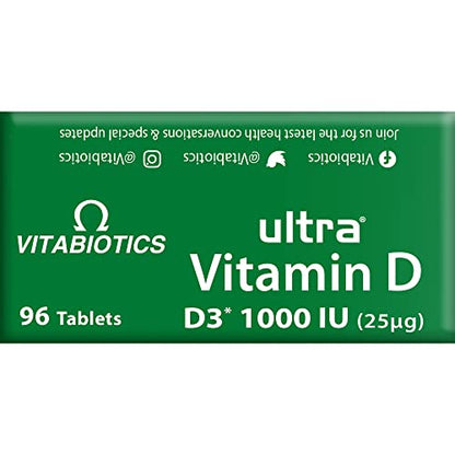Vitabiotics Ultra Vitamin D Tablets 1000IU Optimum Level -96 count (Pack of 1) Vitabiotics UltraUS supplements