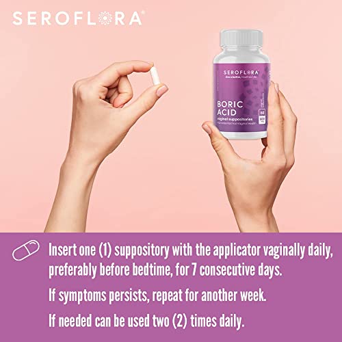 Seroflora Boric Acid Vaginal Suppositories for Women + 1 Suppository Applicator - Helps SerofloraAu supplements