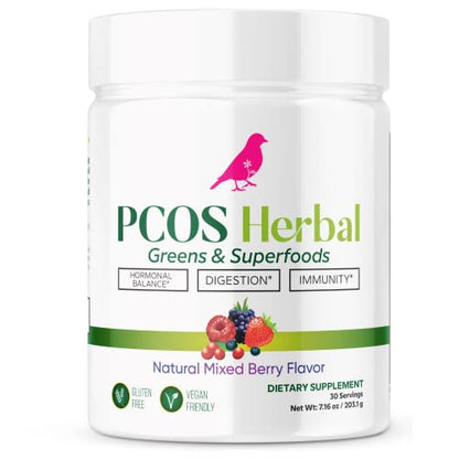 PCOS Herbal Green Superfood Probiotic Powder Mix: Hormonal Balance, Energy Boost PCOS Herbal TeaUS supplements