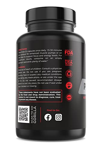 Gorilla Gulps - Primal Pump Nitric Oxide Supplement Nootropic 1500mg Nitrosigine L Gorilla GulpsAu supplements