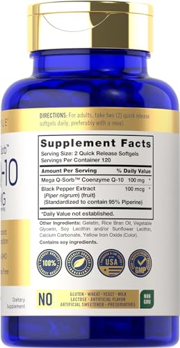 Carlyle CoQ10 100mg | 240 Softgels | Mega Q-Sorb Coenzyme Q-10 | with Black Pepper CarlyleUS supplements