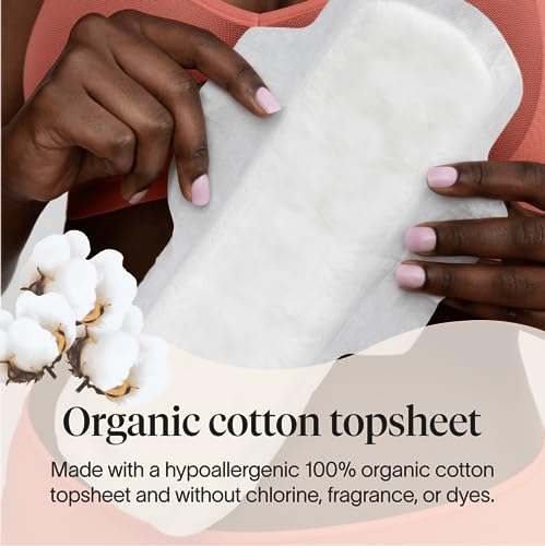 Cora Organic Cotton Topsheet Maxi Pads | Ultra Thin Period Pads with Wings | Maxi Overnight CoraAu supplements