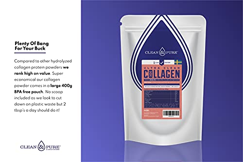 Clean & Pure Collagen Powder, Lab Tested Bovine Peptides with No or Zero Growth Hormones, Pesticides or Vet Meds - 400g Lean CaffeineAu supplements