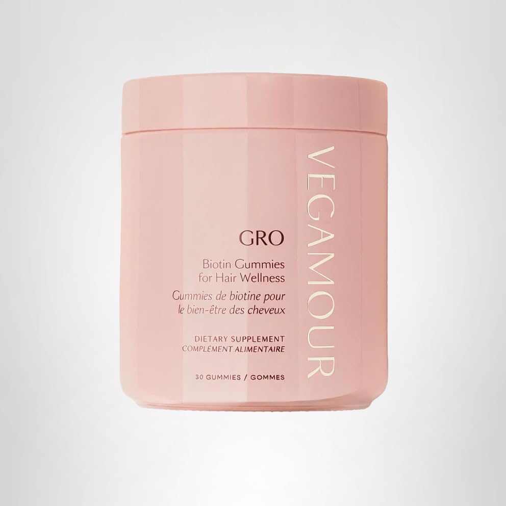 VEGAMOUR GRO Biotin Gummies, Strawberry Flavor with 5000 mcg Biotin, Supports Healthy Hair Vegan Gummies with Vitamins A, B, C, E, B-12 & More, 30 Ct VEGAMOURAu supplements