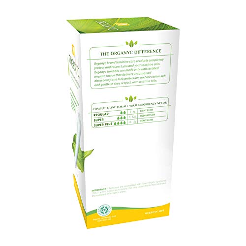 ORGANYC Hypoallergenic 100% Organic Cotton Internal Tampons with Applicator, REGULAR, 16-count OrganycAu supplements