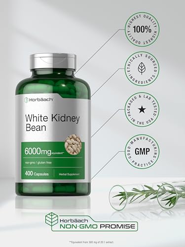 White Kidney Bean Extract Capsules | 6000mg | 400 Count | Non-GMO & Gluten Free HorbäachAu supplements